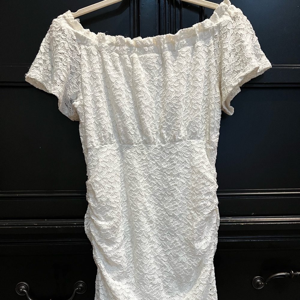 Off Shoulder Lace Maternity Fitted Dress